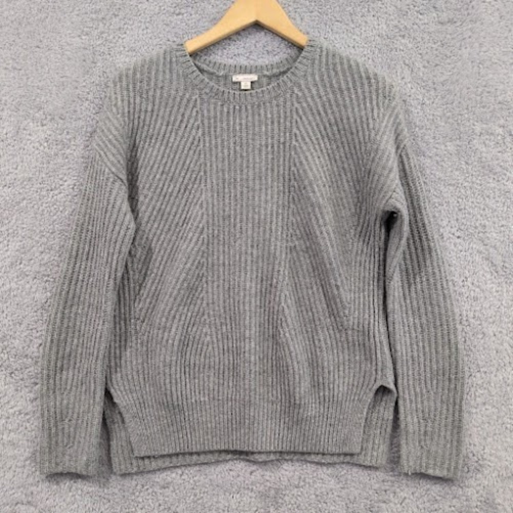 Gap Sweater Women's XS Gray Lambs Wool Blend Boyfriend Ribbed Knit‎ Pullover